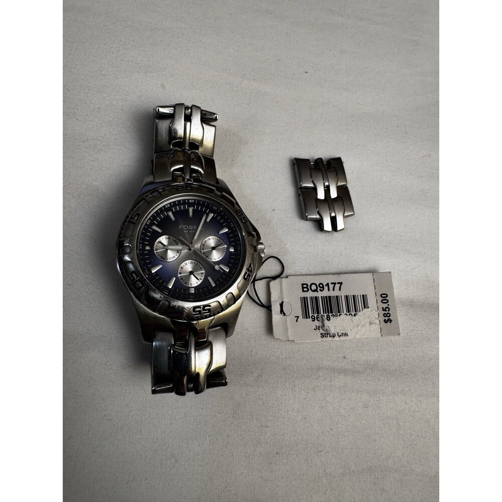 Fossil Blue BQ-9177 Chronograph Blue Dial Stainless Steel 100m New Battery